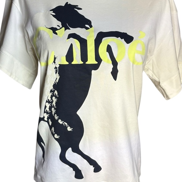 CHLOE White Mercerised Horse T-Shirt - Picture 6 of 9